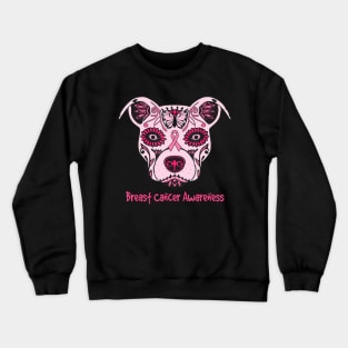 Sugar Pitbull Dog Breast Cancer Awareness Day Of The Dead Crewneck Sweatshirt